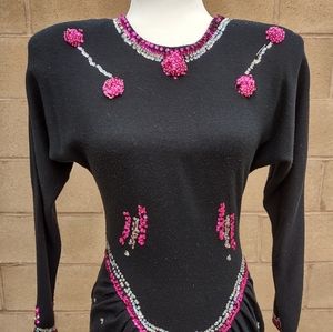 Vintage 1980s Does 40's knit dress LBD